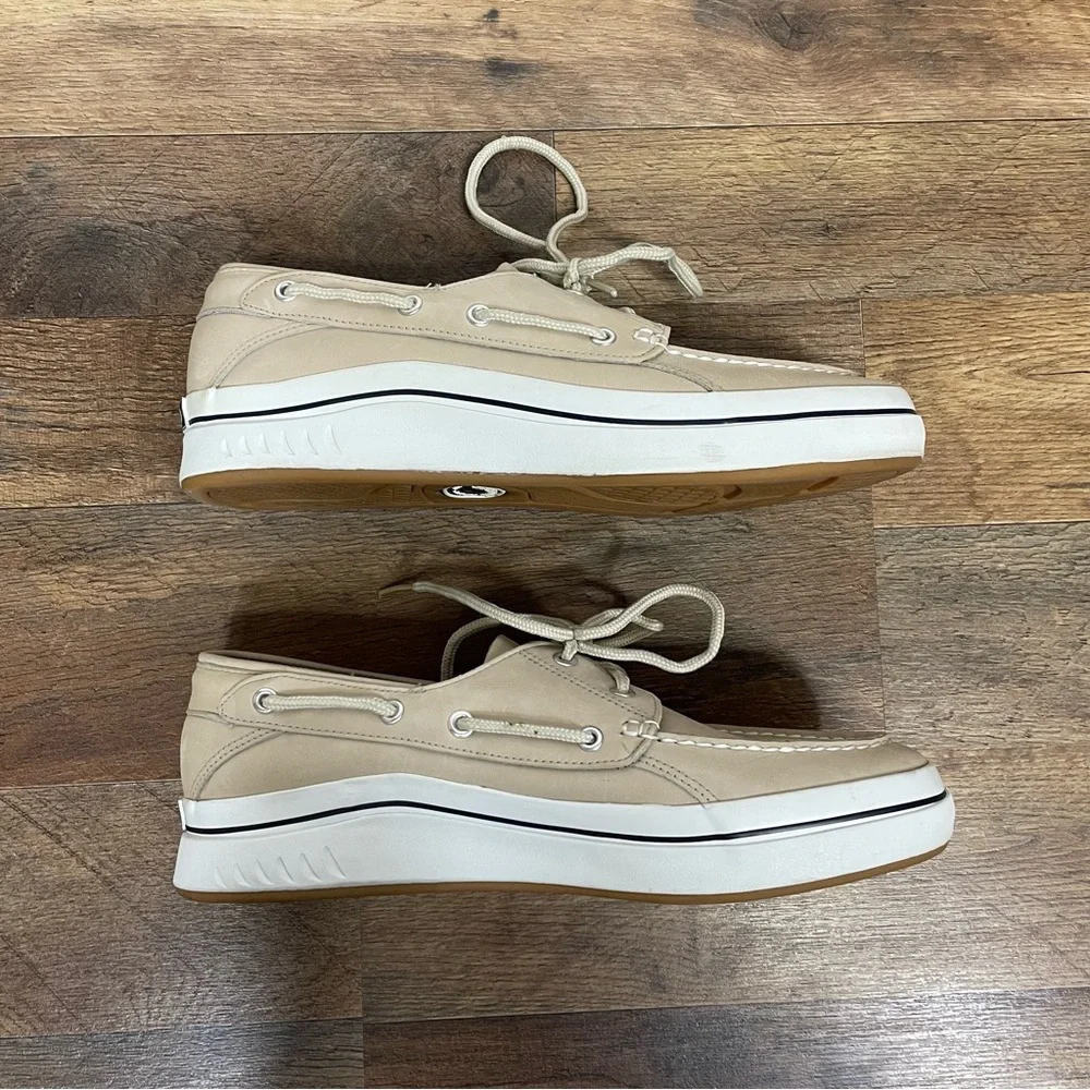 Sperry Men's Top Sider Beige Leather Boat Shoes Size 10.5